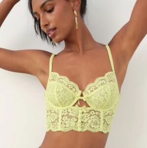 NWT For Love And Lemons Creamsicle Corset Bra Lace. Color-Lime Green. Size 30D